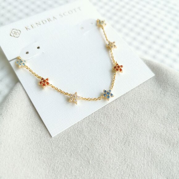 Kendra Scott Gold Crystal Sierra Star Strand Necklace NEW - Picture 2 of 5